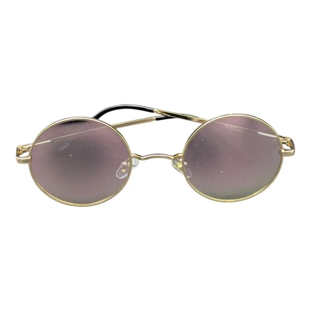 Gold Round Hippie Pink‎ Lens Tint Sunglasses 46-18